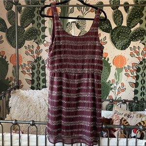 Beaded Eggplant Color Mini Dress - Size M